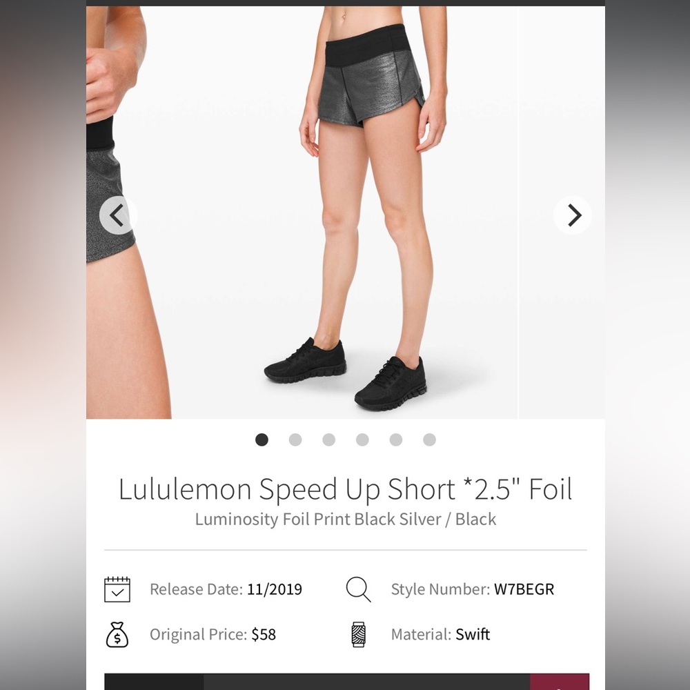 4/$50 Lululemon Speed up Foil never worn